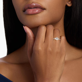 Lace Bridge Three Stone and Pave Diamond Engagement Ring  in 14k Yellow Gold (1/2 ct. t.w)