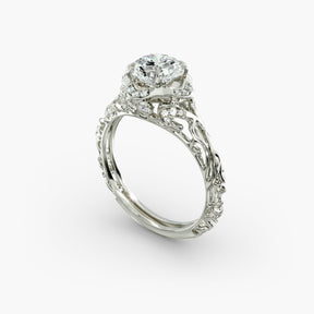 Diamond Filigree Vintage-Style Engagement Ring In Platinum