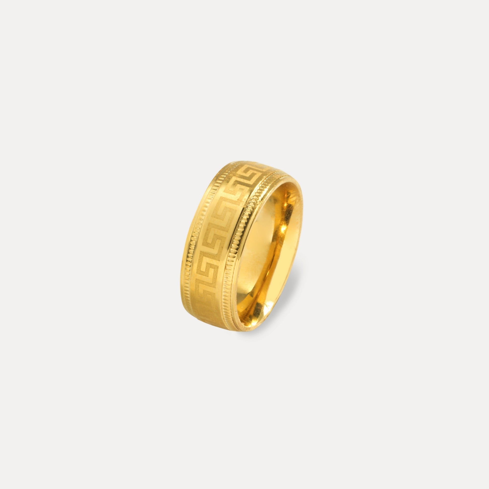 Mens Greek Band Ring - Gold