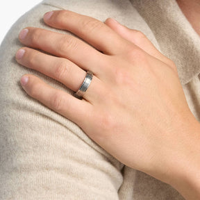 Brushed and Polished Comfort Fit Wedding Ring in Classic Gray Tungsten Carbide (6mm)