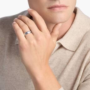 Brushed and Polished Comfort Fit Wedding Ring in White Tungsten Carbide (6mm)