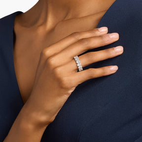 Oval Cut Lab-Grown Diamond Eternity Ring In 14K White Gold (6 Ct. tw. - F-G / VS2-SI1)