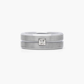 Round Cut Men's Diamond Wedding Band In White Tungsten Carbide by TRITON (9.00mm)