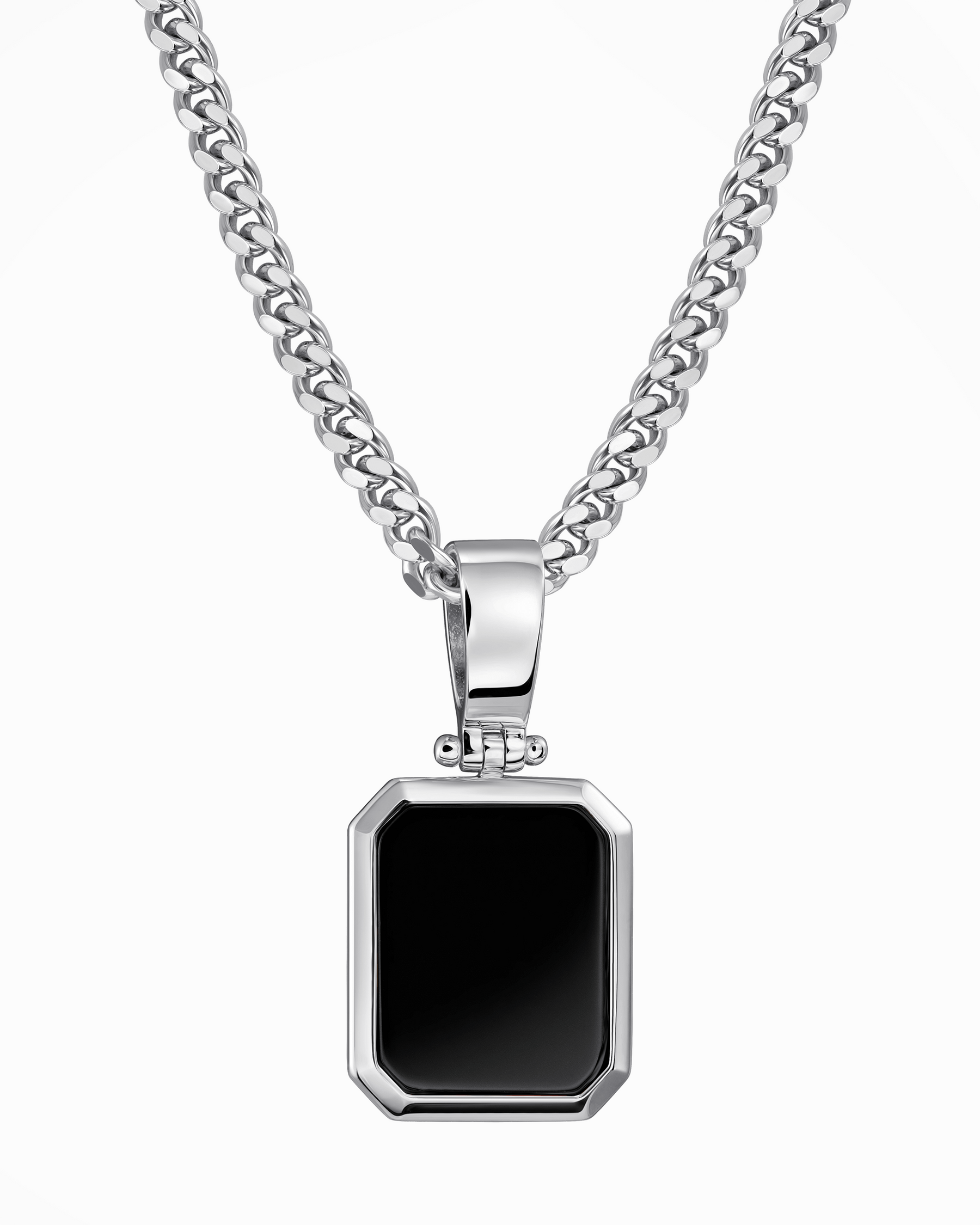Onyx octagon engraving plate necklace