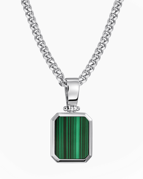 Malachite octagon engraving plate necklace