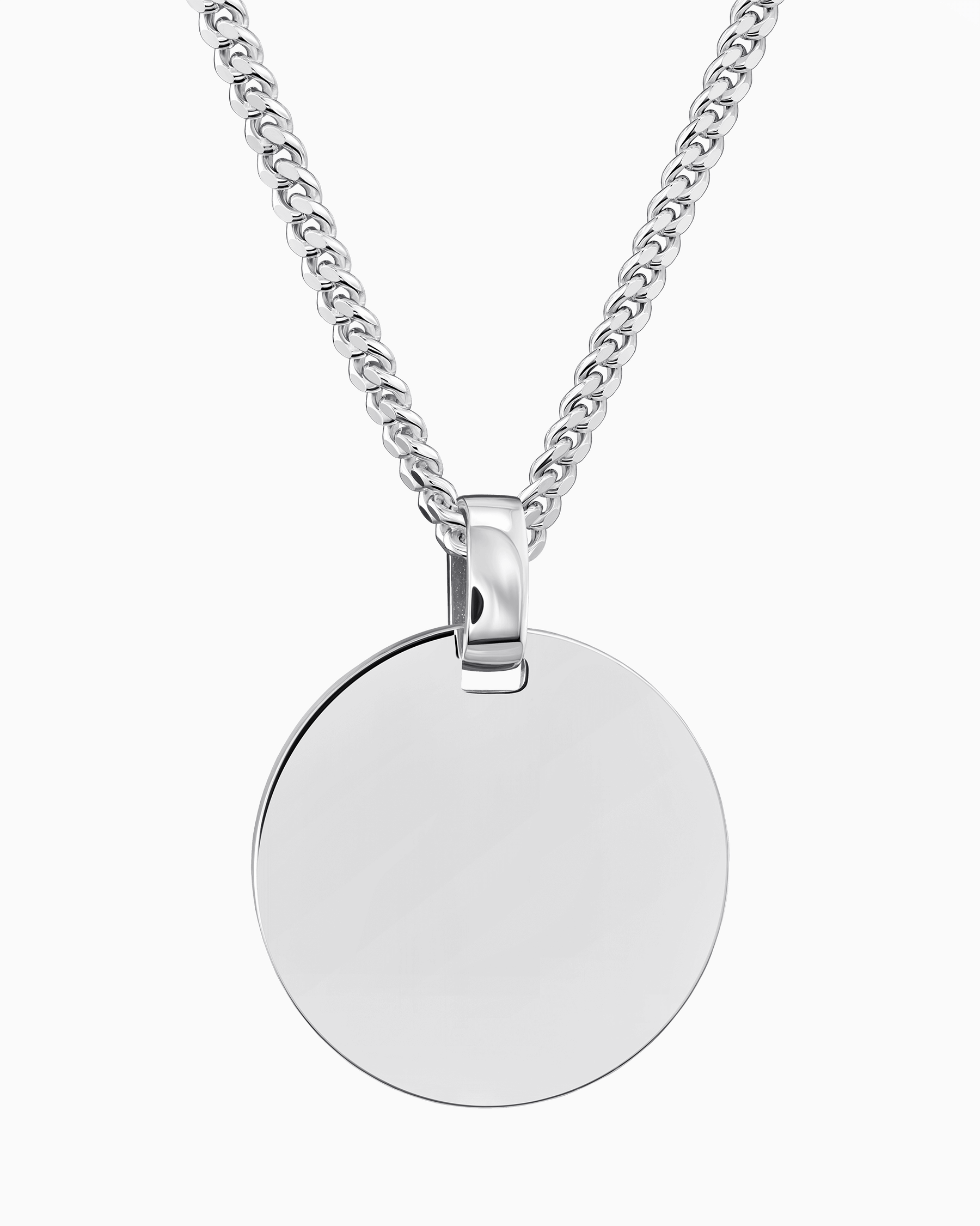 Engraving plates necklace pendant round polished