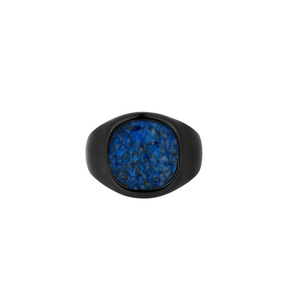 Blue Lapis Lazuli Signet Ring - Black