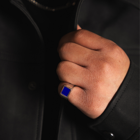 Square Lapis Ring - Silver