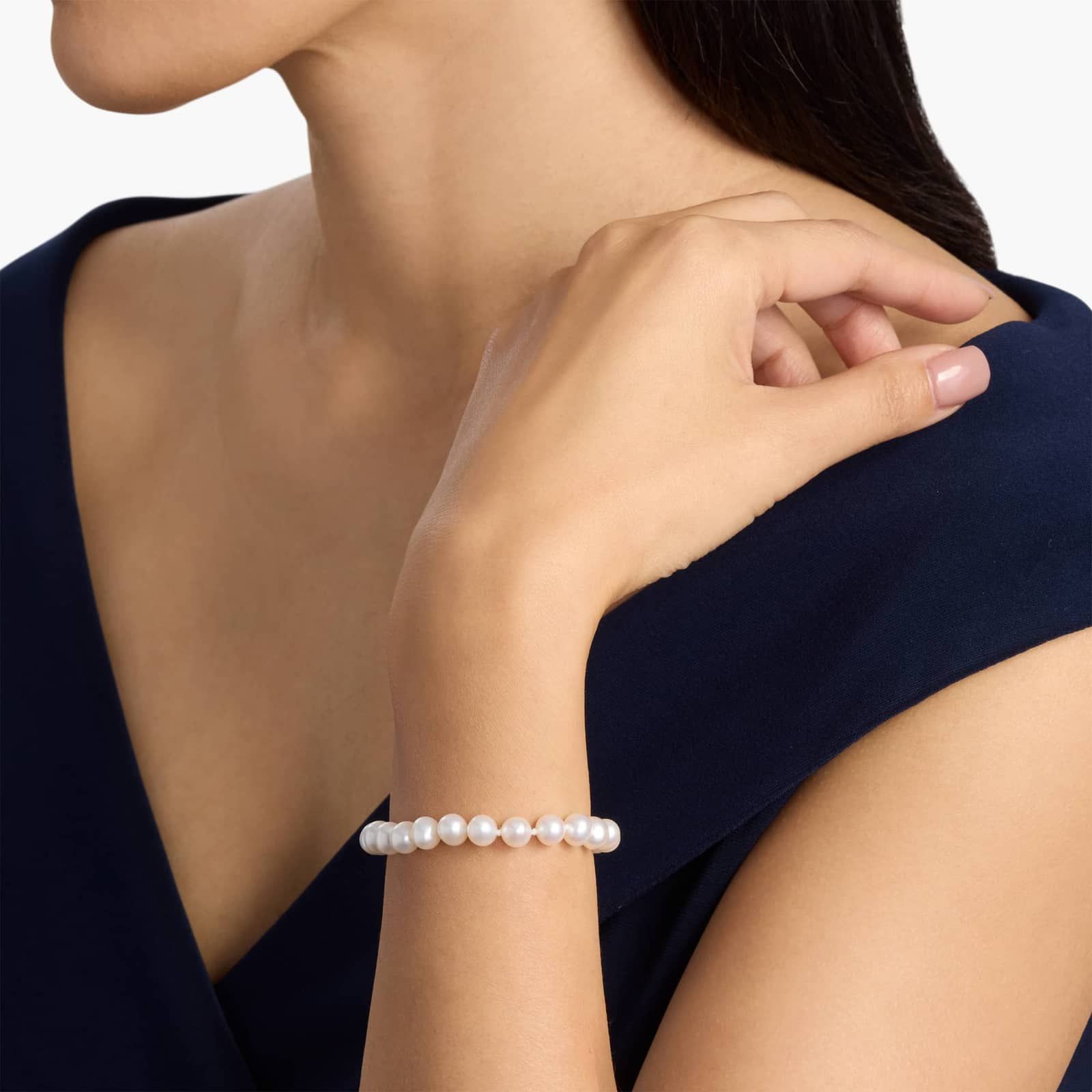 8" Freshwater Cultured Pearl Bracelet in 14k Yellow Gold (7.0-7.5mm)