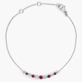 Ruby and Diamond Graduated Curve Bracelet in 14k White Gold