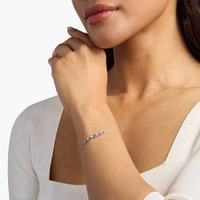 Sapphire and Diamond Graduated Curve Bracelet in 14k White Gold