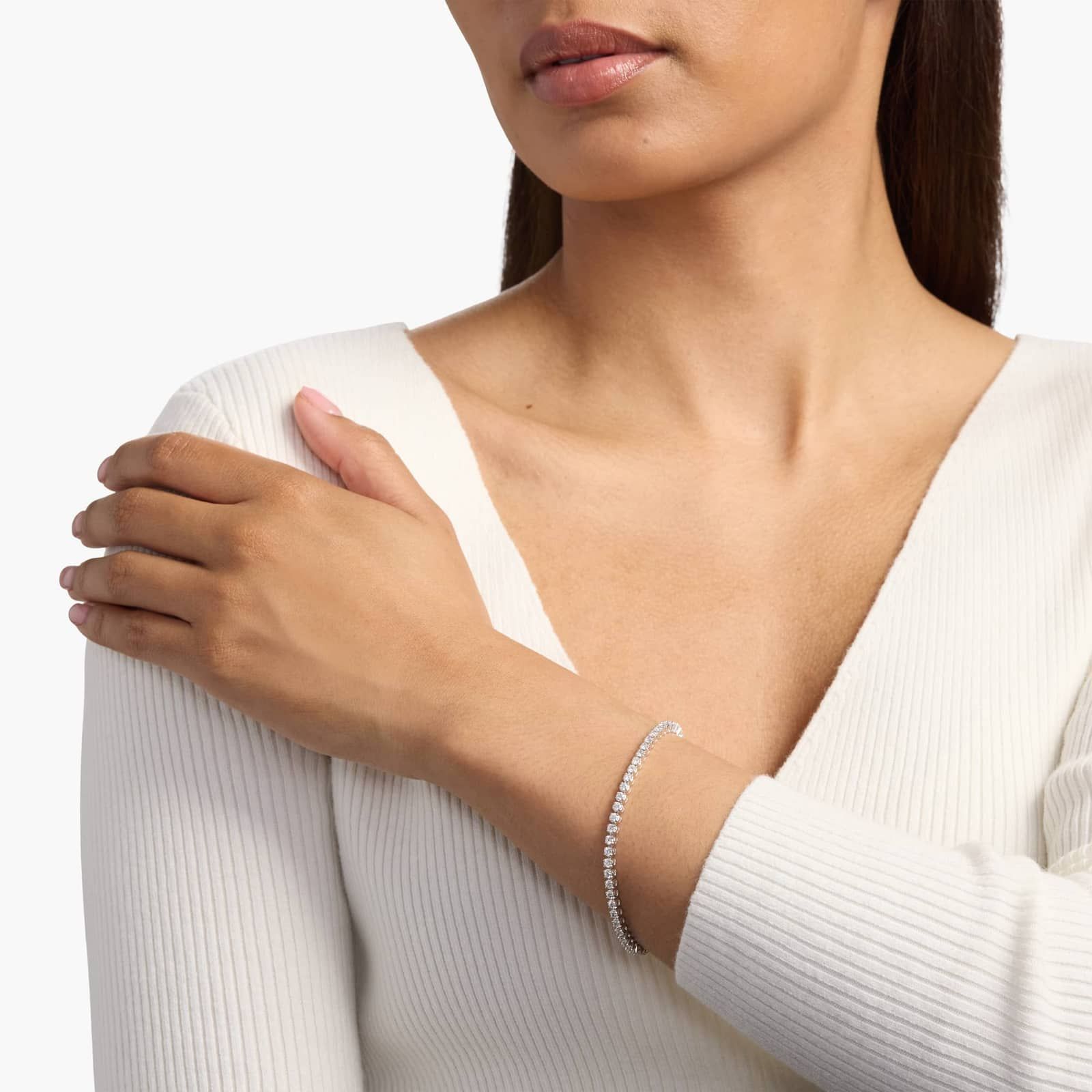 7 " Four Prong Lab-Grown Diamond Tennis Bracelet In 14k White Gold (3 Ct. - F-G / VS2-SI1)