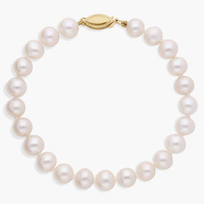 7.5" Freshwater Cultured Pearl Bracelet in 14k Yellow Gold (7.0-7.5mm)