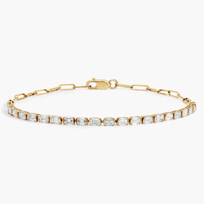 Mini Half Tennis Bracelet With 2 CTW Emerald Cut Lab-Grown Diamonds In 14K Yellow Gold
