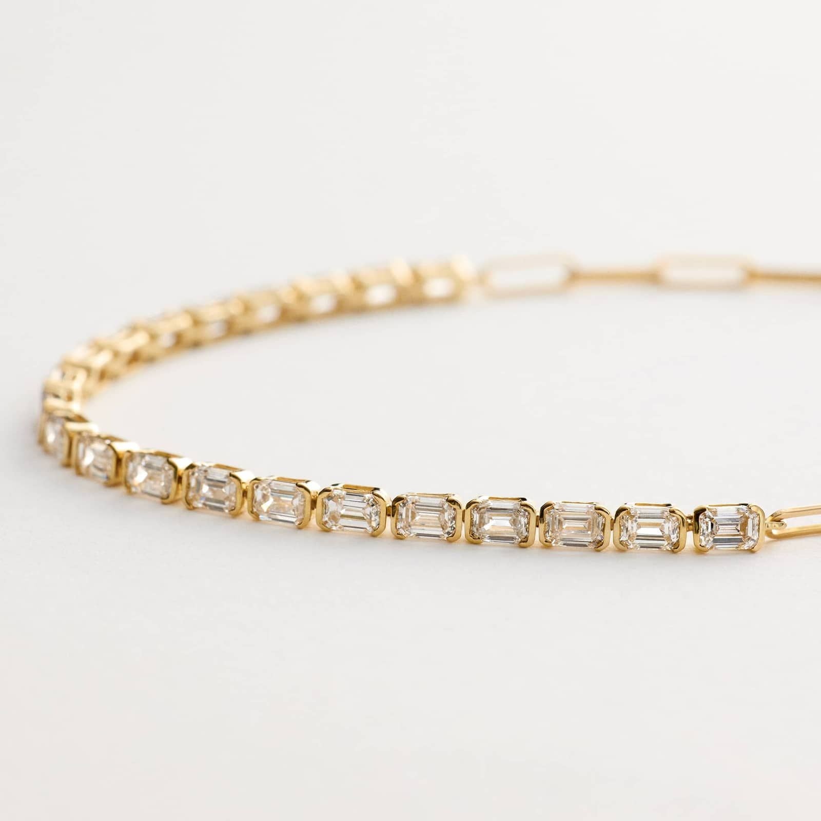 Mini Half Tennis Bracelet With 2 CTW Emerald Cut Lab-Grown Diamonds In 14K Yellow Gold