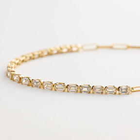 Mini Half Tennis Bracelet With 2 CTW Emerald Cut Lab-Grown Diamonds In 14K Yellow Gold