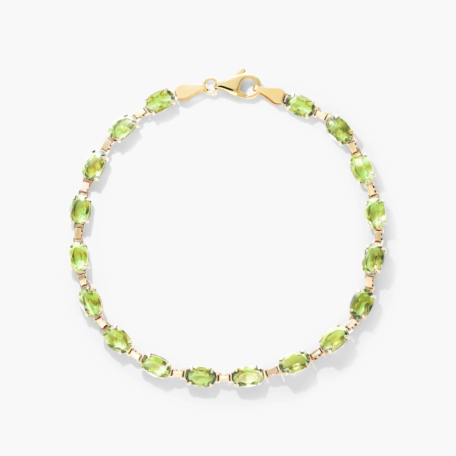 Peridot Line Bracelet In 14K Yellow Gold