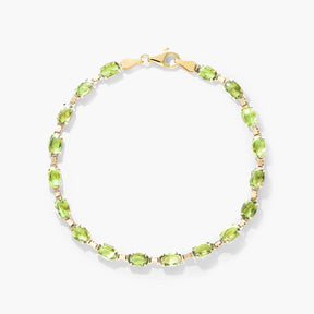 Peridot Line Bracelet In 14K Yellow Gold