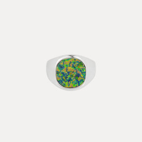 Green Opal Signet Ring - Silver