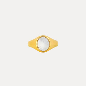 Pearl Signet Ring - Gold