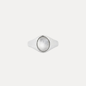 Pearl Signet Ring - Silver
