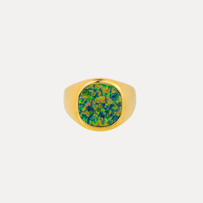 Large Opal Signet Ring - Gold