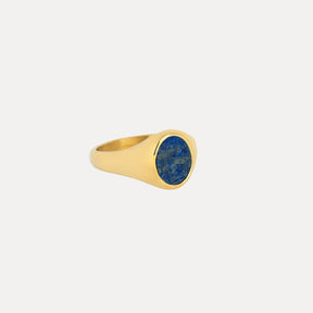 Blue Lapis Lazuli Signet Ring - Gold