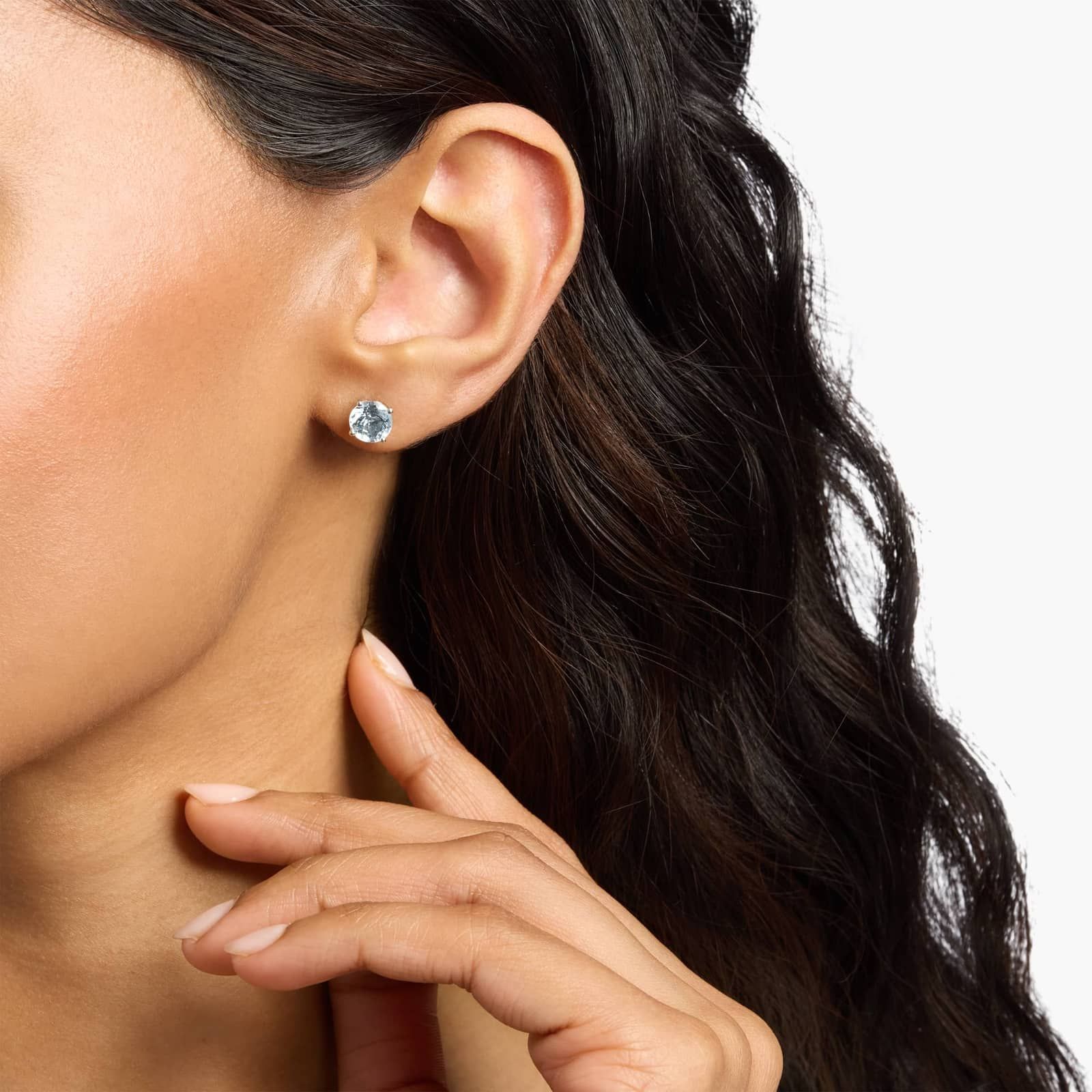 Aquamarine Stud Earrings in 14k White Gold (7mm)