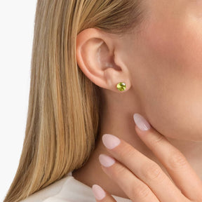 Peridot Stud Earrings in 14k White Gold (7mm)