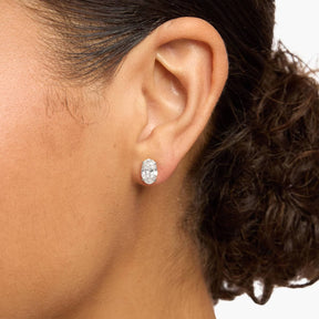 Oval Cut Lab-Grown Diamond Stud Earrings In 14K White Gold (2 Ct. tw. - F-G / VS2-SI1)