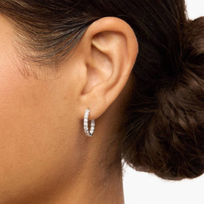 Inside Out Lab Grown Diamond Round Hoops, 1/2 Inch Diameter In 14K White Gold (1 Ct. tw. - F-G / VS2-SI1)