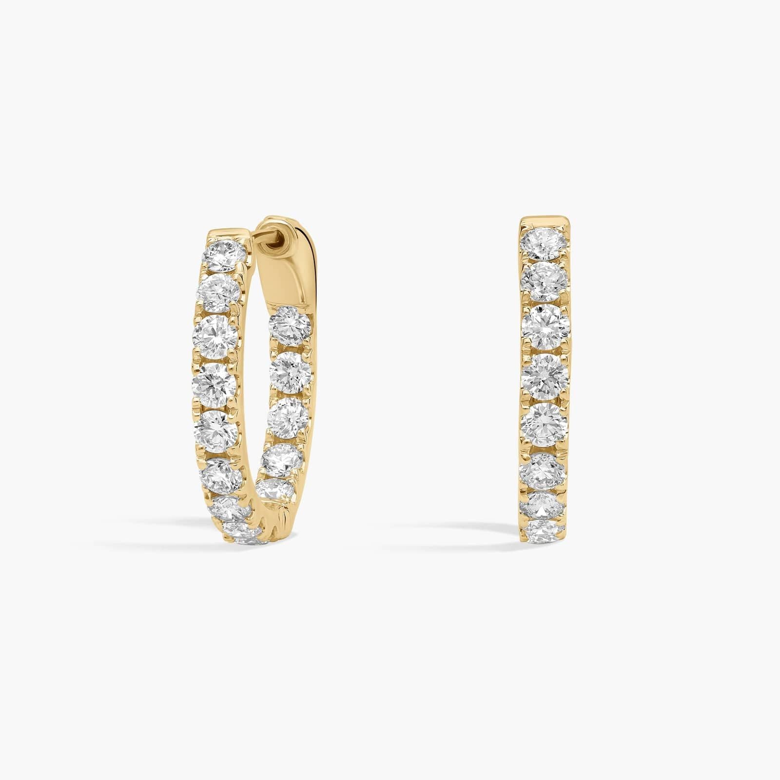 Inside Out Lab Grown Diamond Round Hoops, 1/2 Inch Diameter In 14K Yellow Gold (1 Ct. tw. - F-G / VS2-SI1)