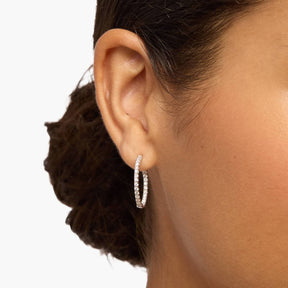 Inside Out Lab Grown Diamond Round Hoops, 3/4 Inch Diameter In 14K White Gold (1 Ct. tw. - F-G / VS2-SI1)