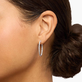 Inside Out Round Hoops, 1 Inch Diameter In 14K Yellow Gold (2 Ct. tw. - H-I / SI1-SI2)