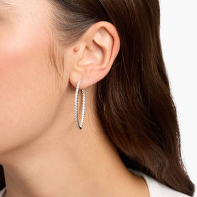 Inside Out Lab Grown Diamond Round Hoops, 1 1/2 Inch Diameter In 14K White Gold (3 Ct. tw. - F-G / VS2-SI1)