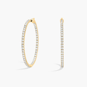 Inside Out Lab Grown Diamond Round Hoops, 1 1/2 Inch Diameter In 14K Yellow Gold (3 Ct. tw. - F-G / VS2-SI1)