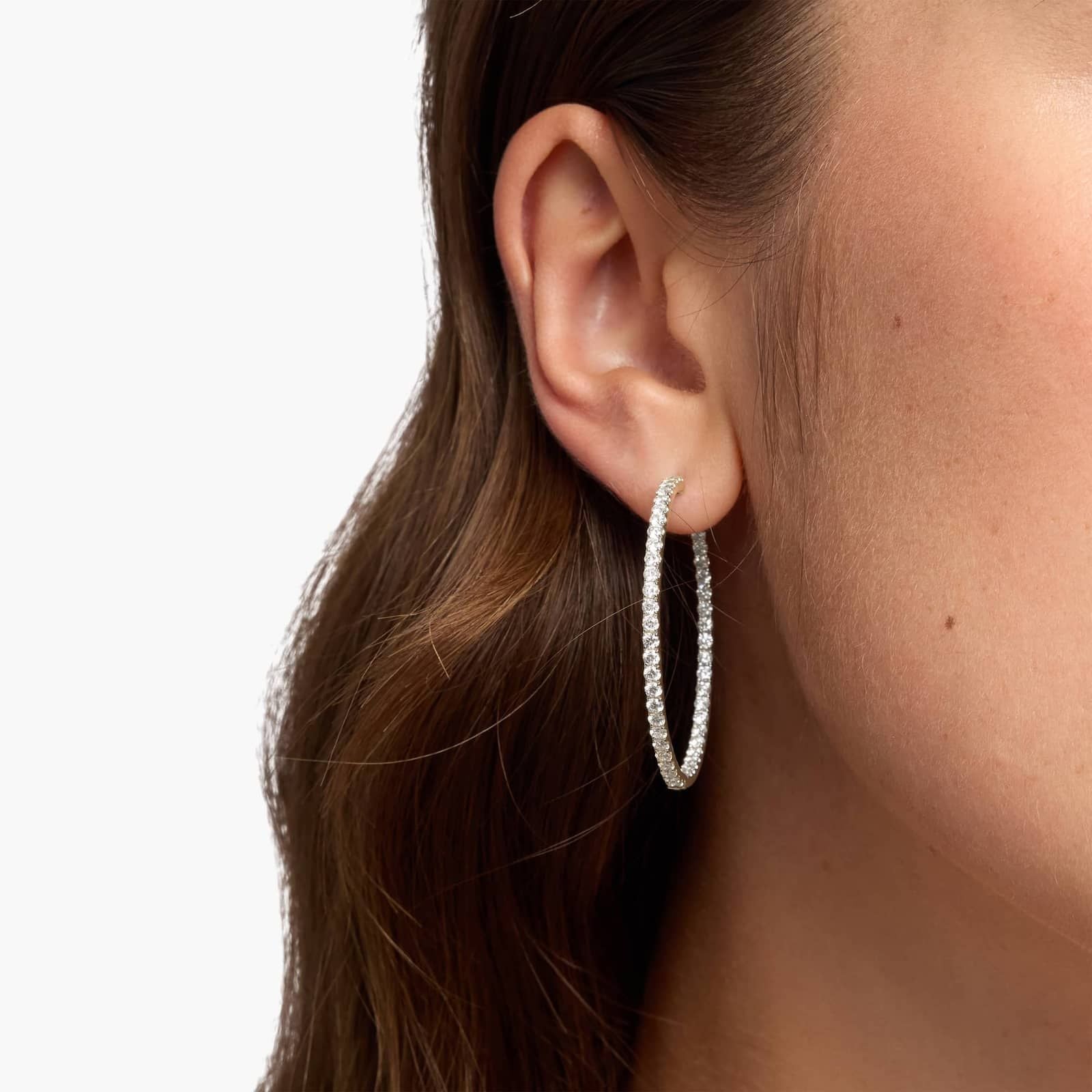 Inside Out Lab Grown Diamond Round Hoops, 1 1/2 Inch Diameter In 14K Yellow Gold (3 Ct. tw. - F-G / VS2-SI1)