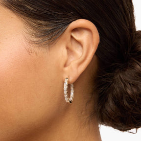 Inside Out Emerald Cut Lab Grown Diamond Hoop Earrings  In 14K Yellow Gold (3 Ct. tw. - F-G / VS2-SI1)