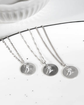 Engraving plates pendant necklace zirconia 12mm-4