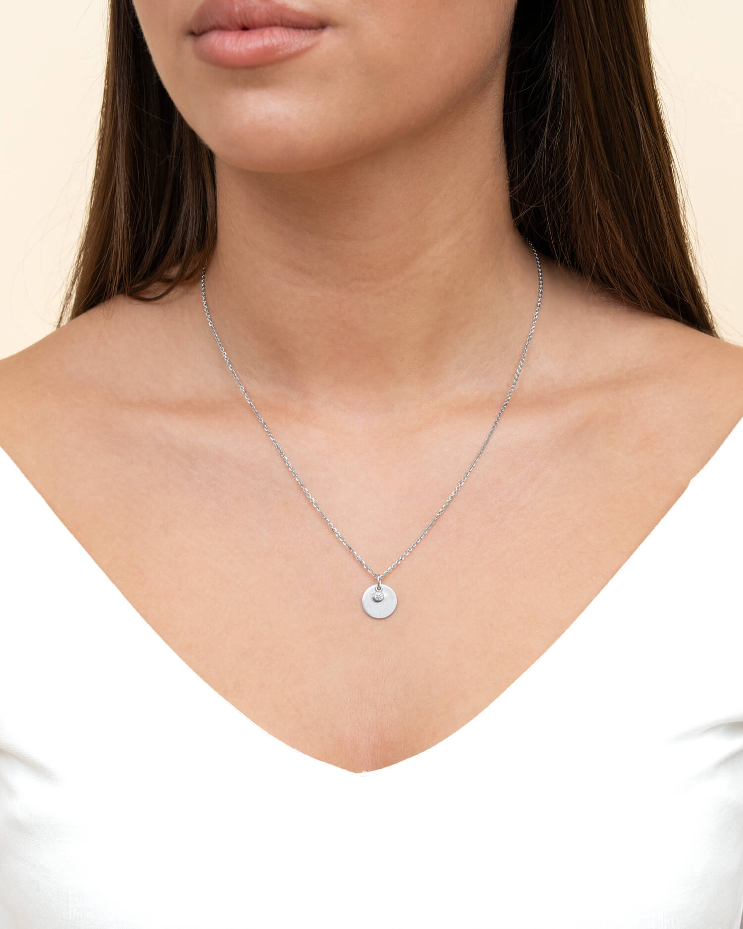 Engraving plates pendant necklace zirconia 12mm-4