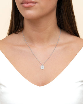 Engraving plates pendant necklace zirconia 12mm-4