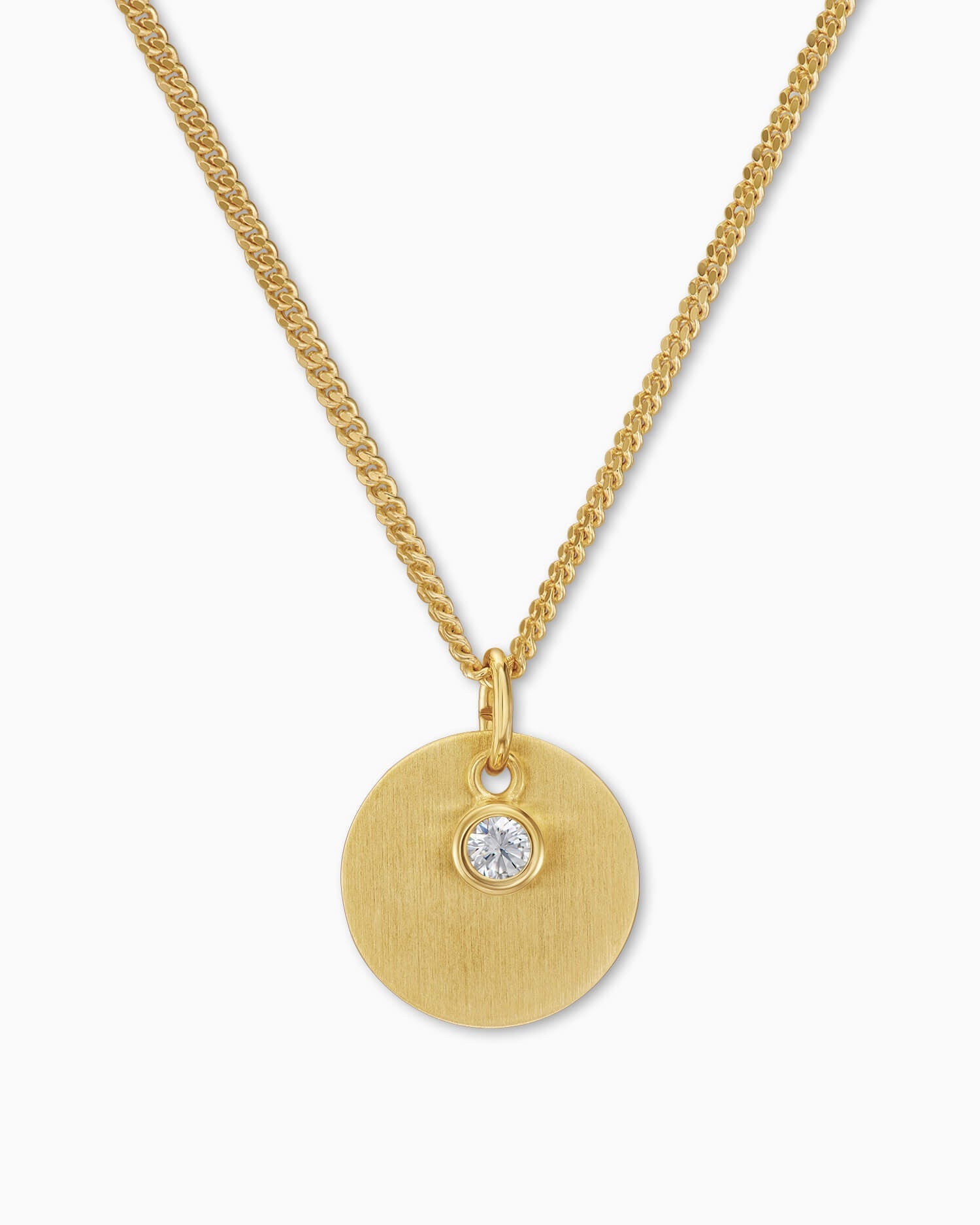 Engraving plates pendant necklace zirconia 12mm-4