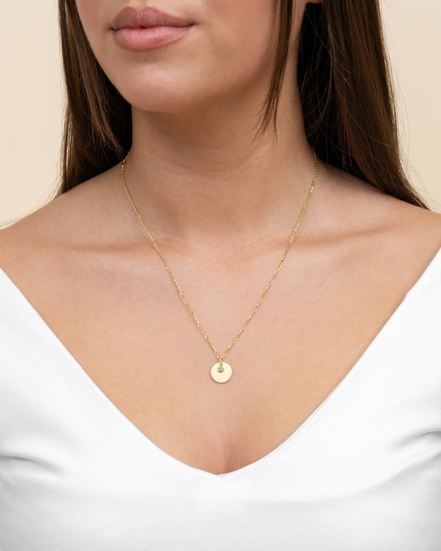 Engraving plates pendant necklace zirconia 12mm