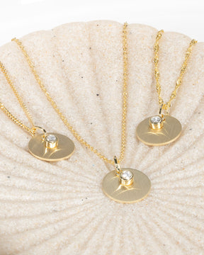 Engraving plates pendant necklace zirconia 12mm-4