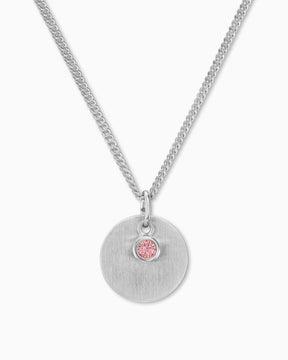 Engraving plates pendant necklace zirconia pink 12mm