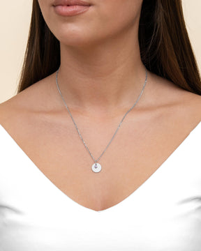 Engraving plates pendant necklace zirconia pink 12mm-2