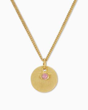 Engraving plates pendant necklace zirconia pink 12mm