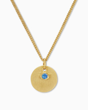 Engraving plates pendant necklace zirconia blue 12mm-2