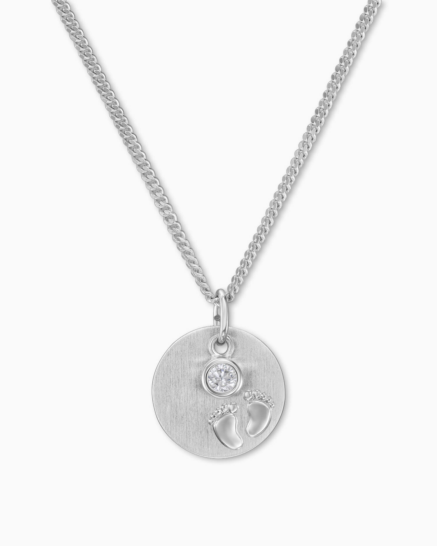Engraving plates pendant necklace baby feet zirconia 12mm-3