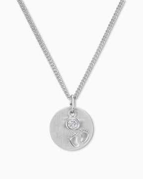 Engraving plates pendant necklace baby feet zirconia 12mm